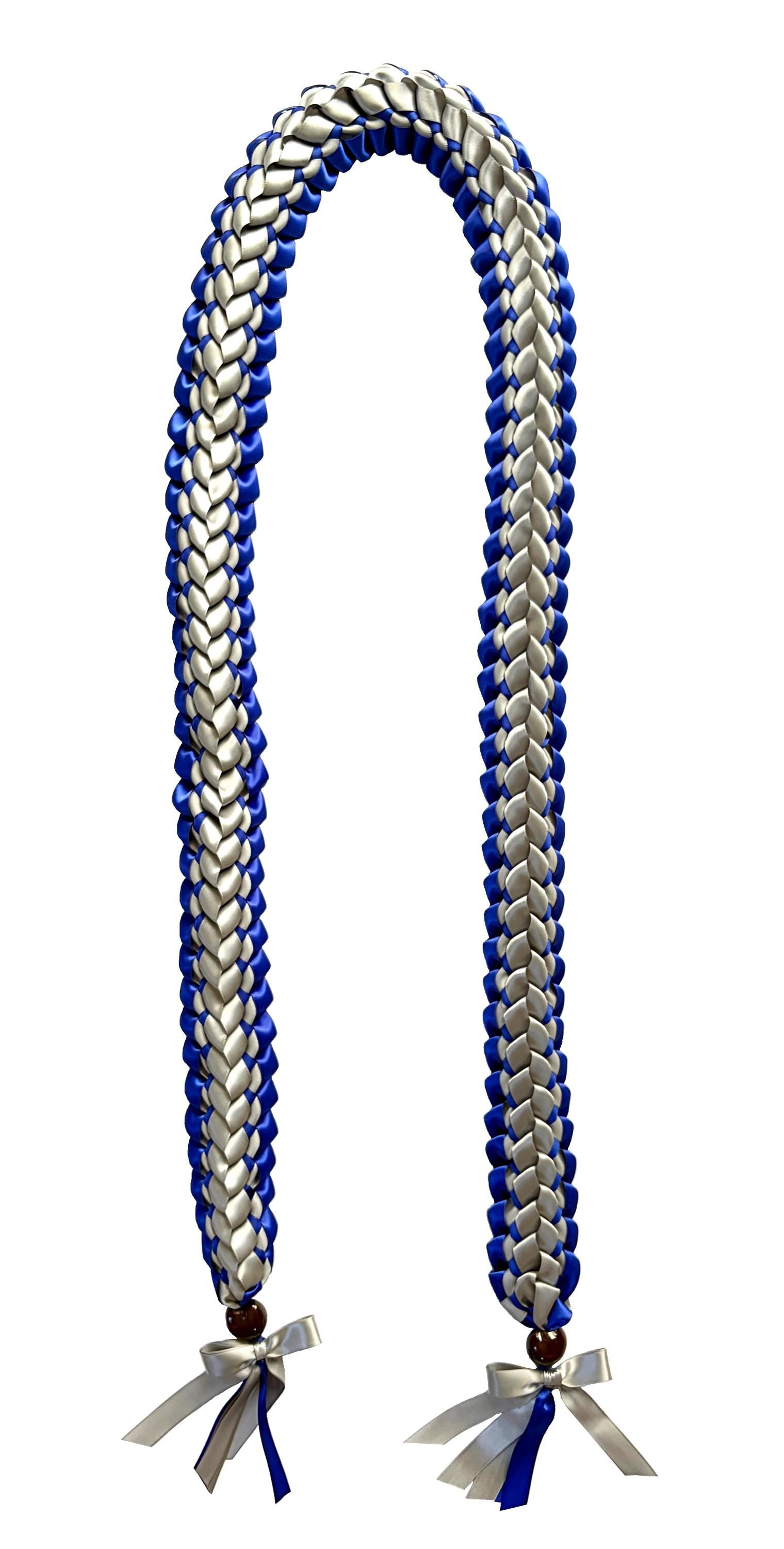 Royal Blue and Silver Open Ribbon Lei