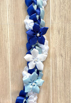 Royal Blue, Light Blue, and White Wrap Ribbon Lei