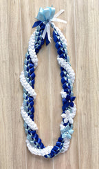 Royal Blue, Light Blue, and White Wrap Ribbon Lei
