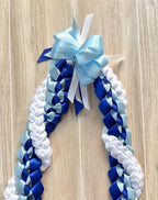 Royal Blue, Light Blue, and White Wrap Ribbon Lei