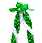 Emerald Green and White Wrap Ribbon Lei