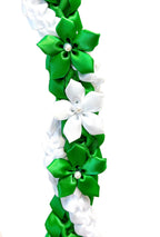 Emerald Green and White Wrap Ribbon Lei