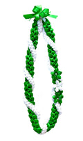 Emerald Green and White Wrap Ribbon Lei