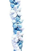 Light Blue and White Wrap Ribbon Lei