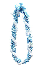Light Blue and White Wrap Ribbon Lei
