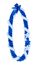 Royal Blue and White Wrap Ribbon Lei