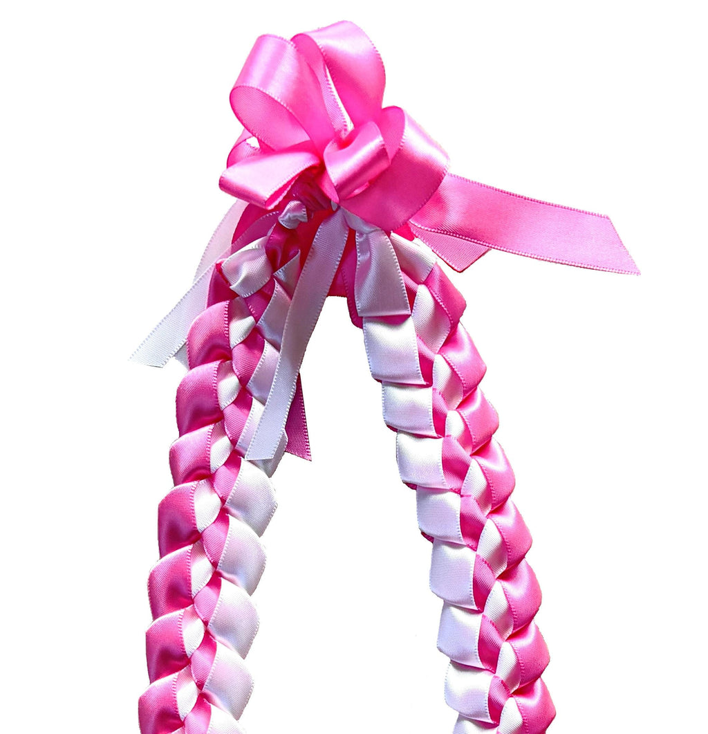 Hot Pink and White 5/8" Ribbon Lei
