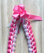 Hot Pink and White 5/8" Ribbon Lei