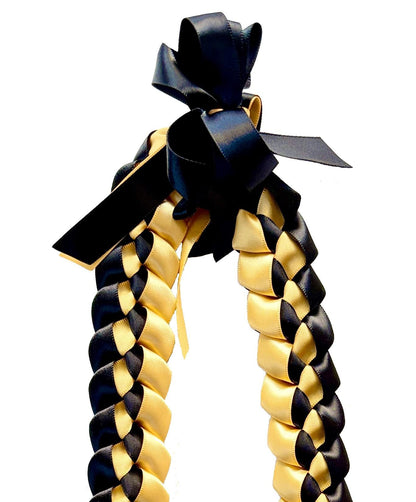 Black and Gold 5/8" Ribbon Lei