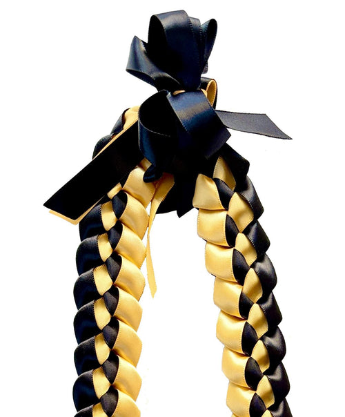 Black and Gold 5/8" Ribbon Lei