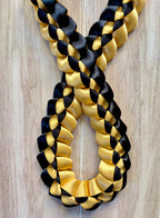 Black and Gold 5/8" Ribbon Lei