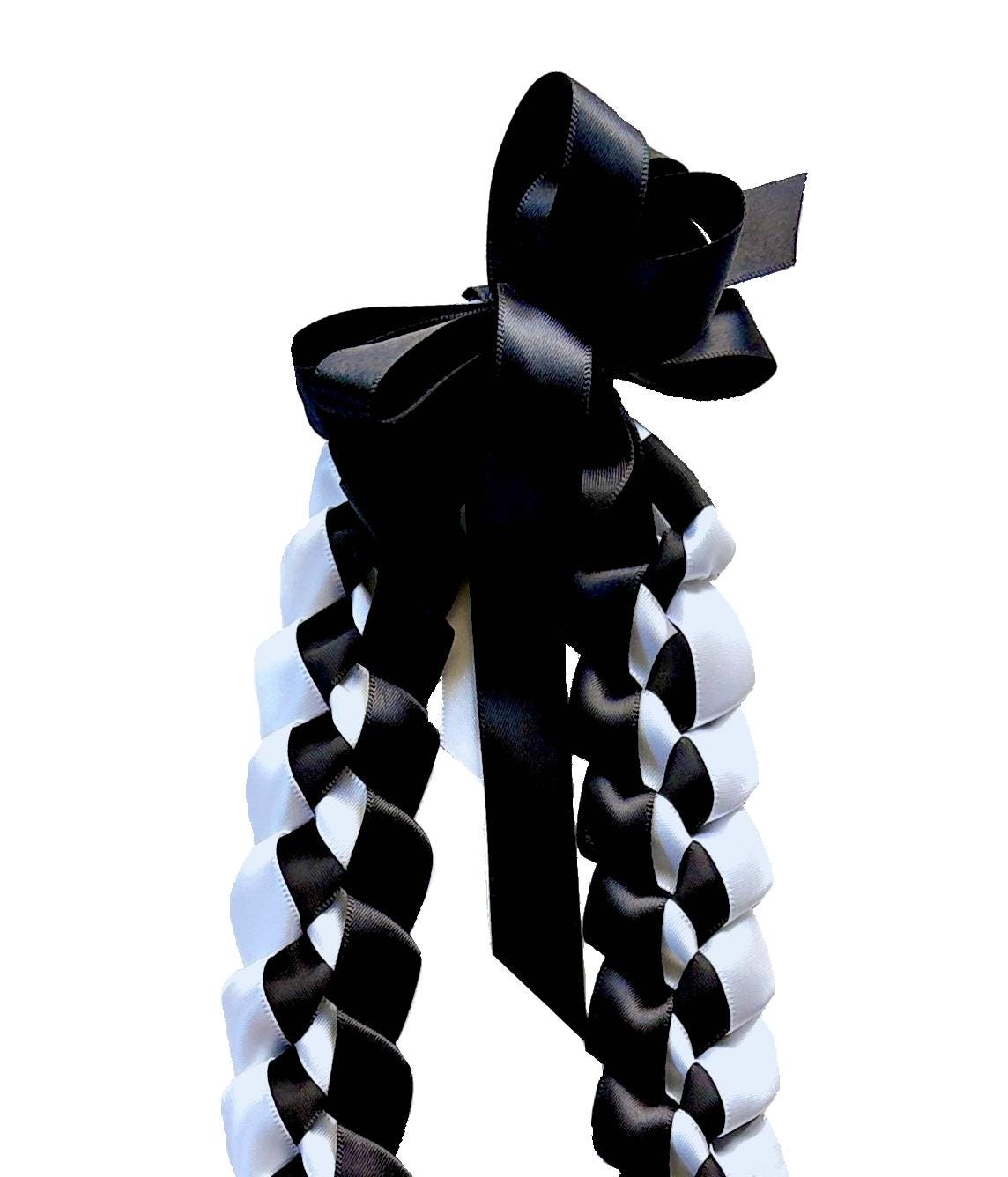 Black and White 5/8" Ribbon Lei