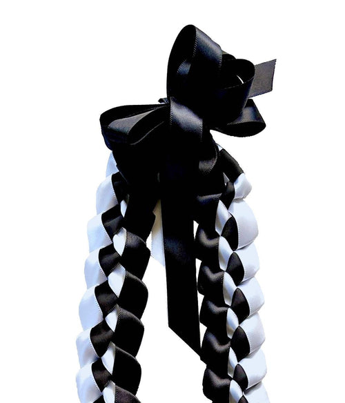 Black and White 5/8" Ribbon Lei