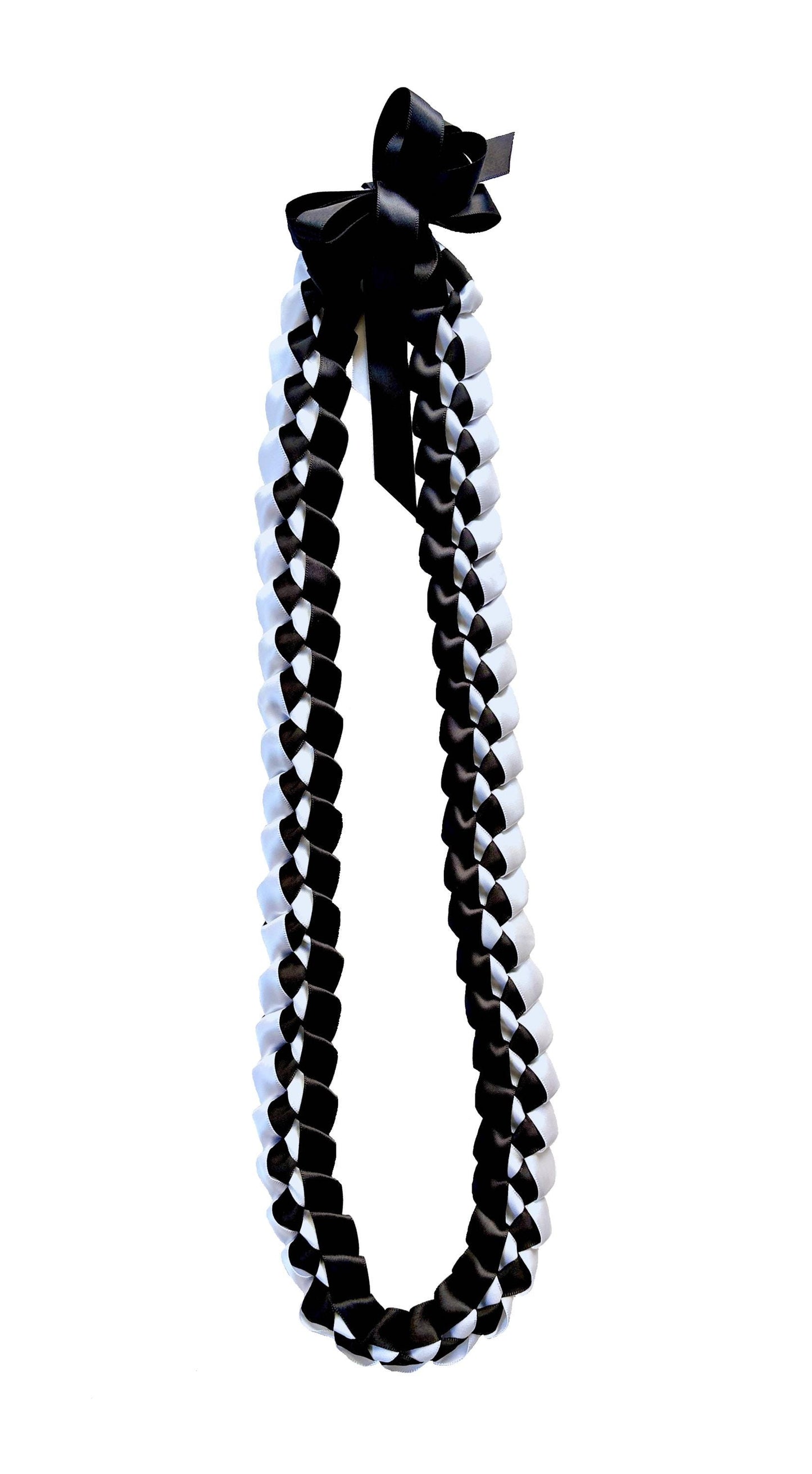 Black and White 5/8" Ribbon Lei