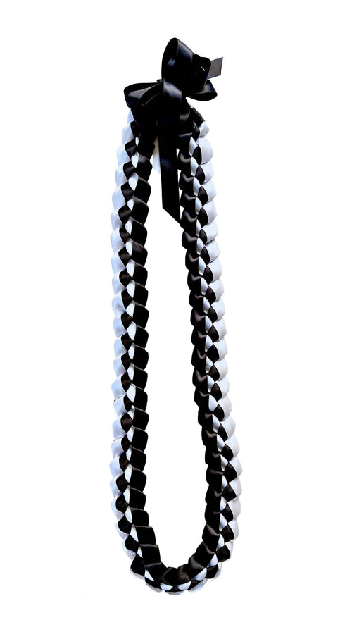 Black and White 5/8" Ribbon Lei