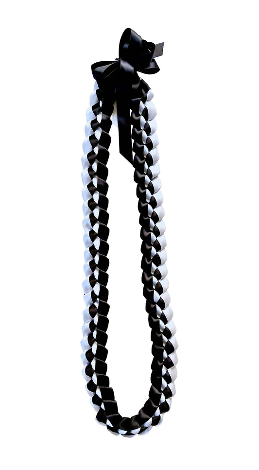Black and White 5/8" Ribbon Lei