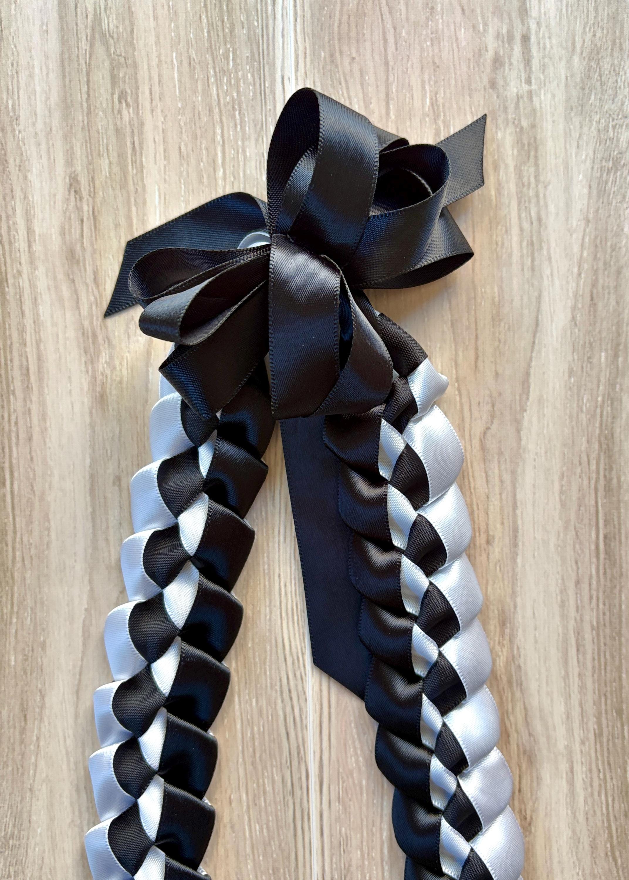 Black and White 5/8" Ribbon Lei