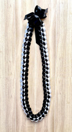 Black and White 5/8" Ribbon Lei