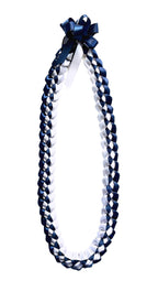 Navy Blue and White 5/8" Ribbon Lei