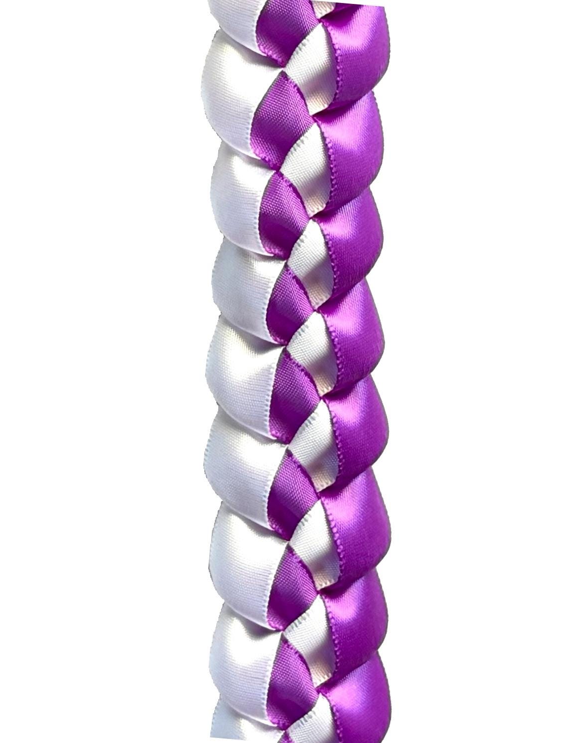 Purple and White 5/8" Ribbon Lei