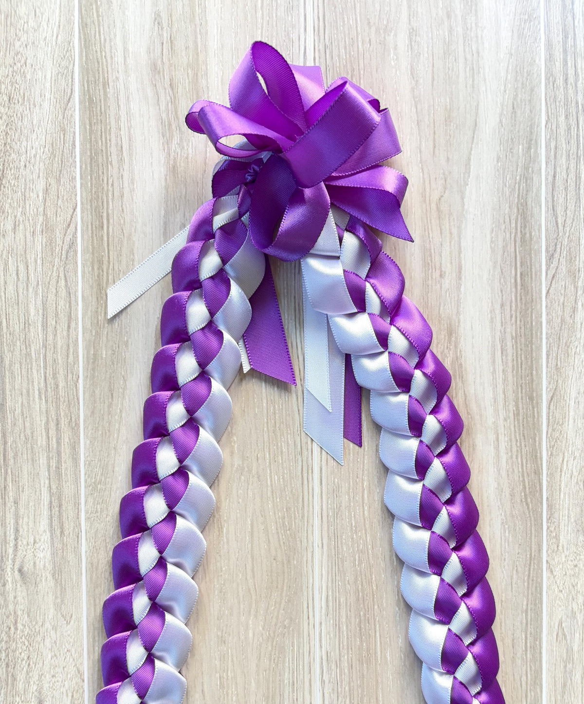 Purple and White 5/8" Ribbon Lei
