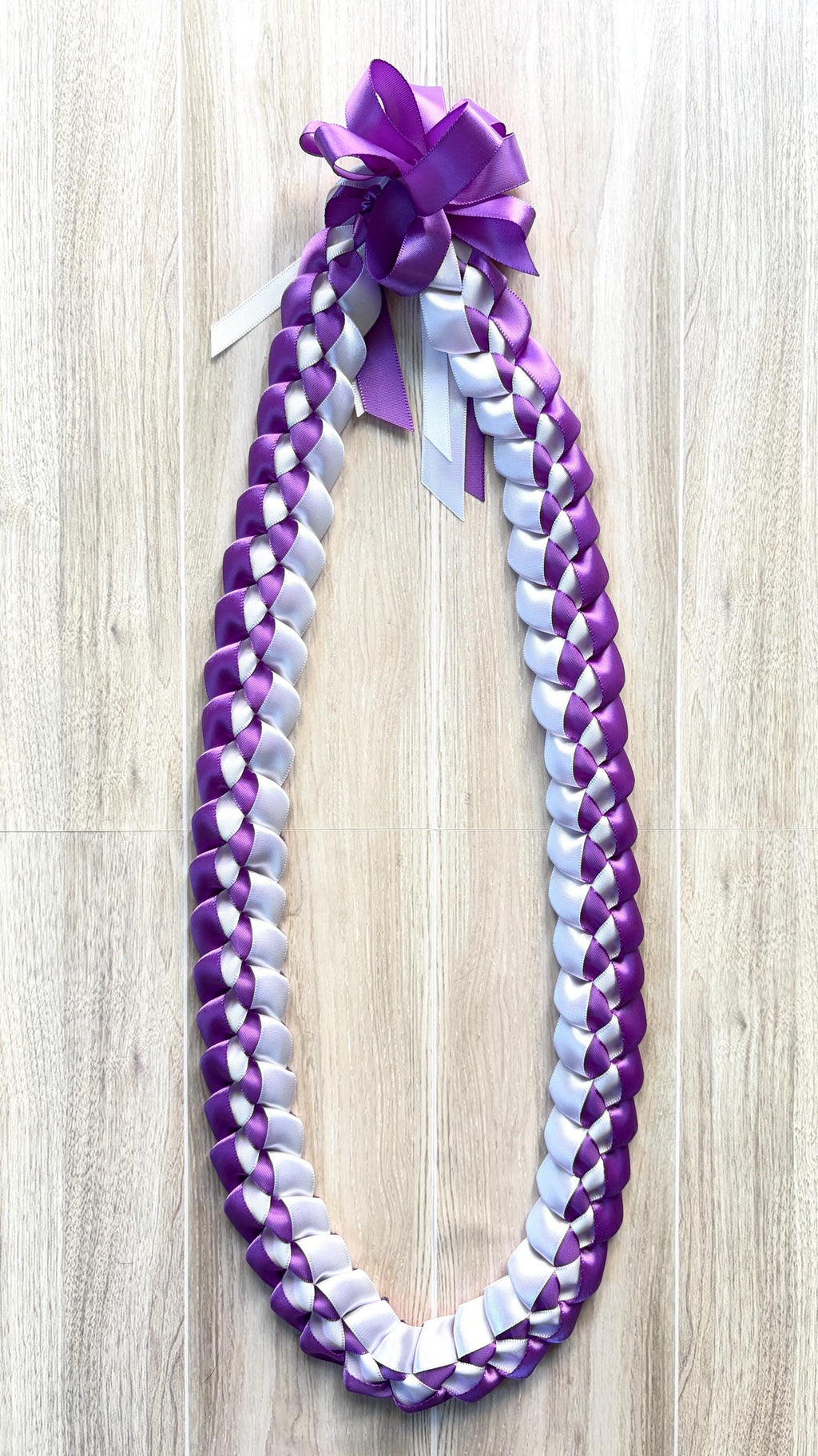 Purple and White 5/8" Ribbon Lei