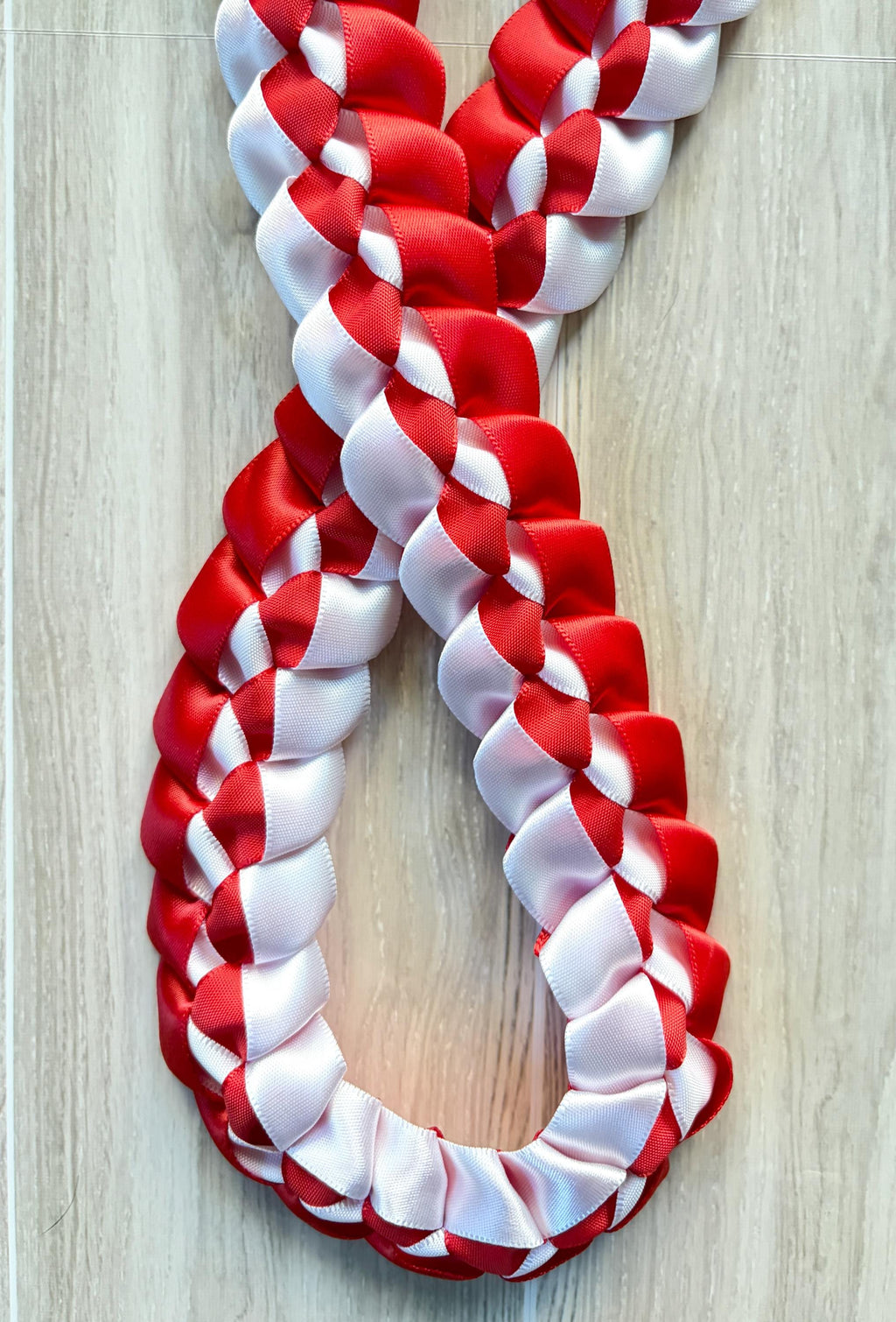 Red and White 5/8" Ribbon Lei