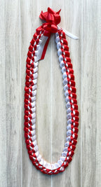 Red and White 5/8" Ribbon Lei