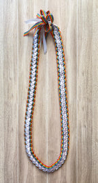 Rainbow and White 3/8-inch Ribbon Lei