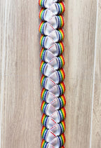 Rainbow and White 3/8-inch Ribbon Lei