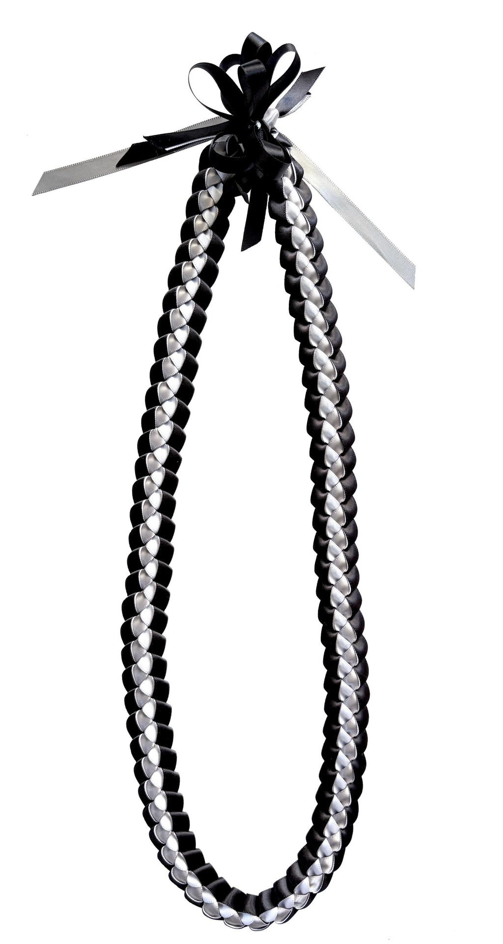 Silver, Black, and White 3/8" Ribbon Lei