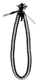 Silver, Black, and White 3/8" Ribbon Lei