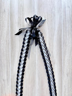Silver, Black, and White 3/8" Ribbon Lei