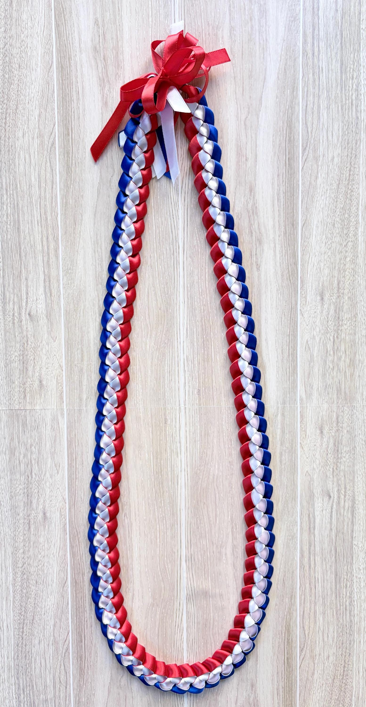 Red, White, and Royal Blue 3/8" Ribbon Lei