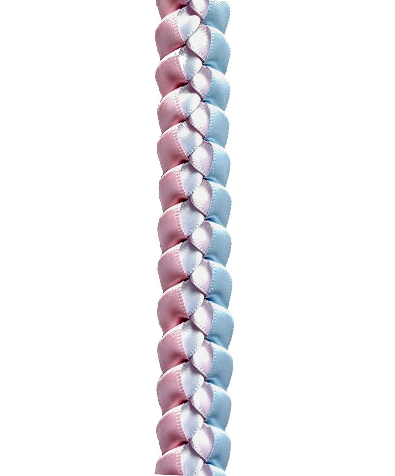 Light Blue, Pink, and White 3/8"" Ribbon Lei