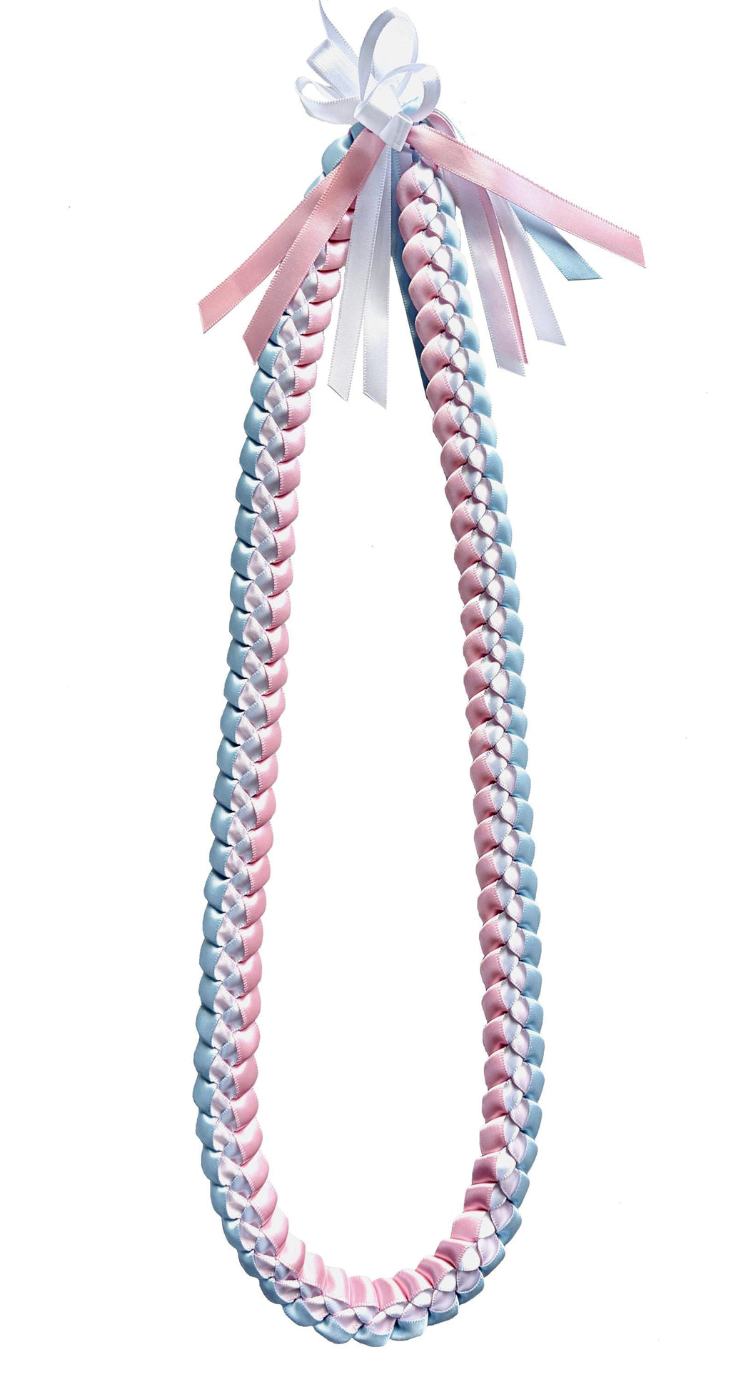 Light Blue, Pink, and White 3/8"" Ribbon Lei