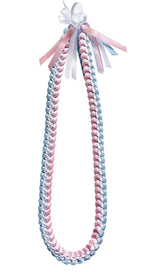 Light Blue, Pink, and White 3/8"" Ribbon Lei