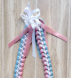 Light Blue, Pink, and White 3/8"" Ribbon Lei