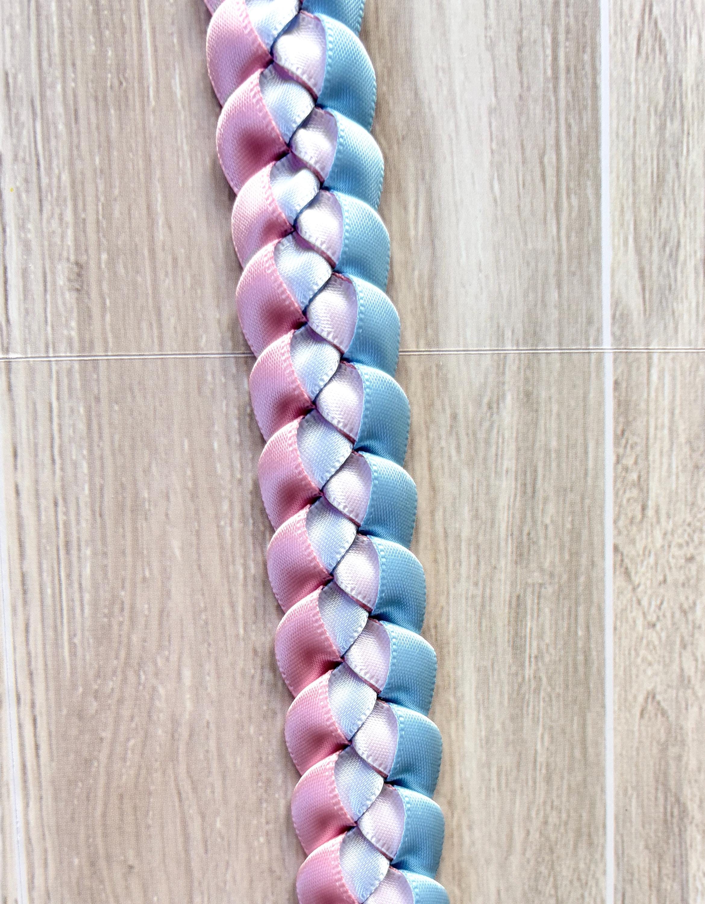 Light Blue, Pink, and White 3/8"" Ribbon Lei