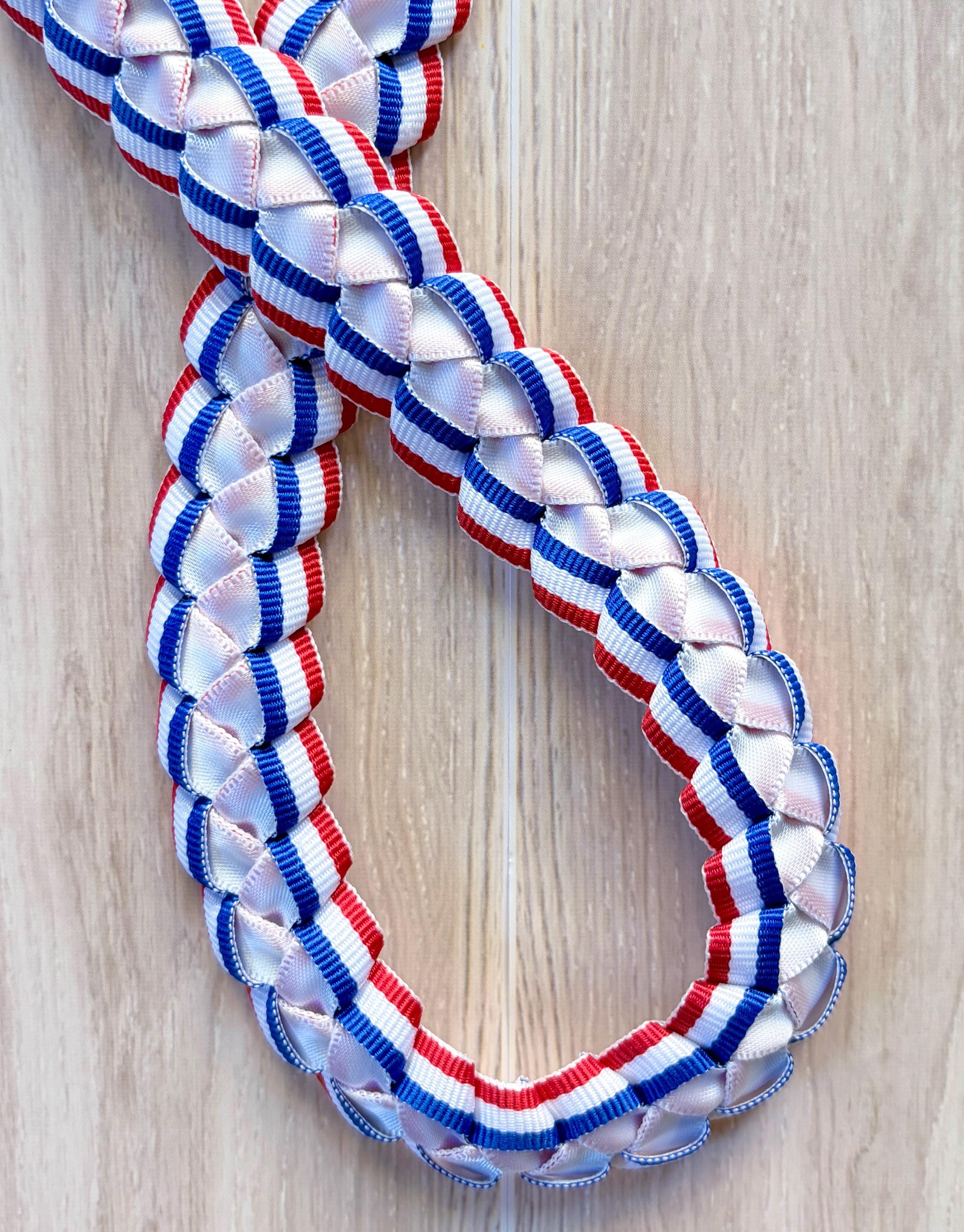Red, White, and Blue 3/8" Grosgrain Ribbon Lei
