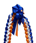 Royal Blue, Orange, and White 5/8" Ribbon Lei