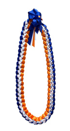 Royal Blue, Orange, and White 5/8" Ribbon Lei