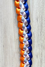Royal Blue, Orange, and White 5/8" Ribbon Lei