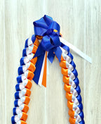 Royal Blue, Orange, and White 5/8" Ribbon Lei