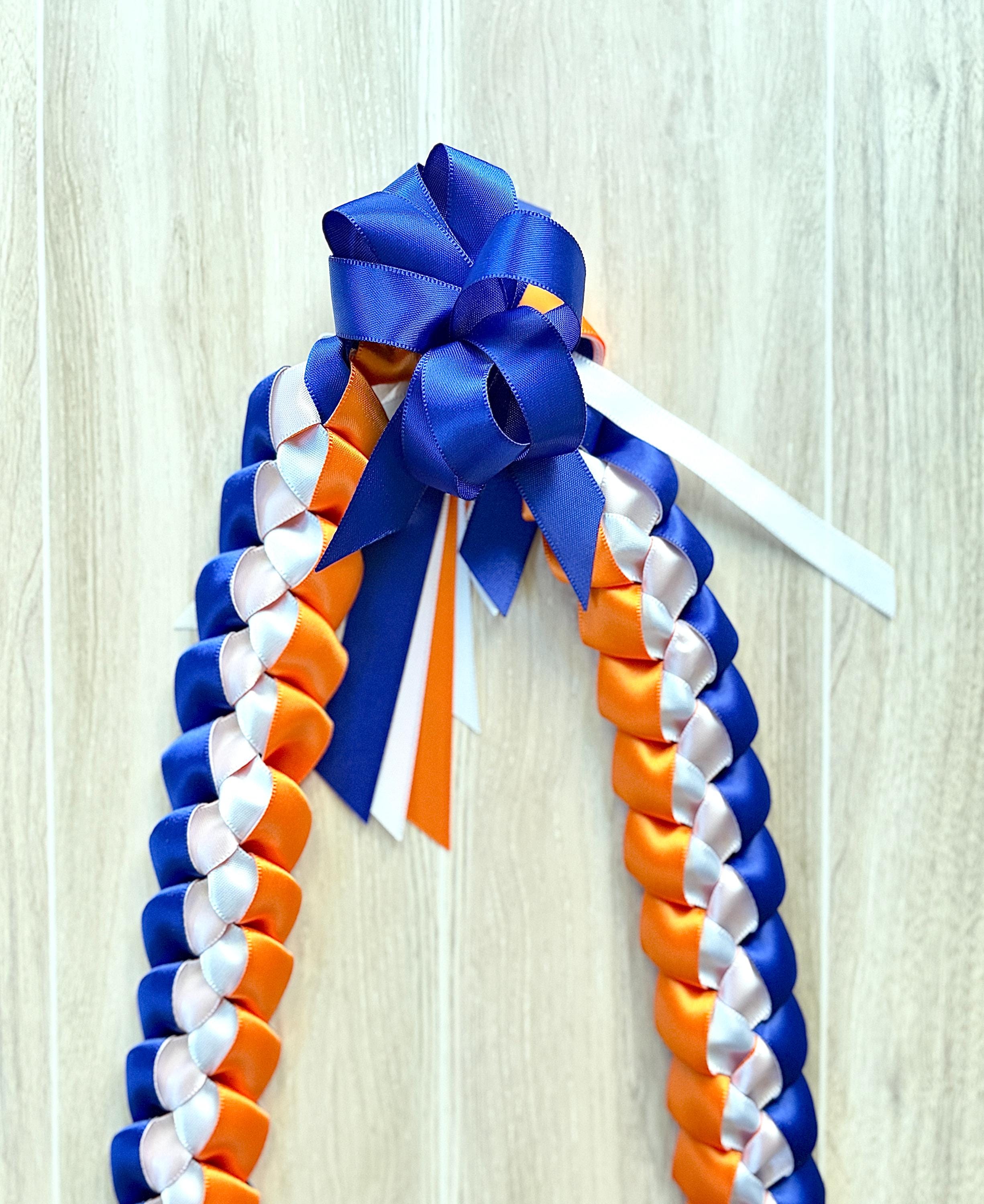 Royal Blue, Orange, and White 5/8" Ribbon Lei