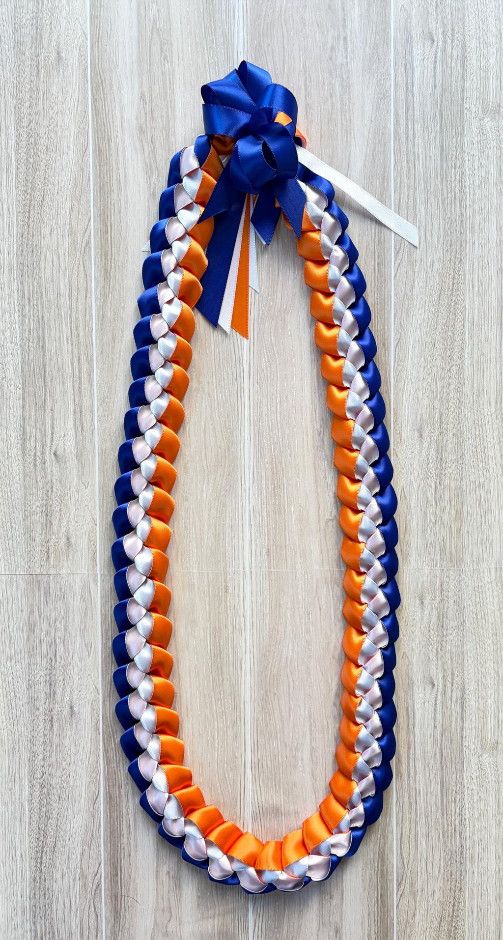 Royal Blue, Orange, and White 5/8" Ribbon Lei
