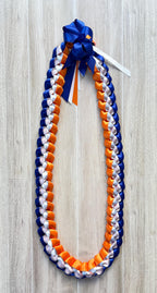 Royal Blue, Orange, and White 5/8" Ribbon Lei