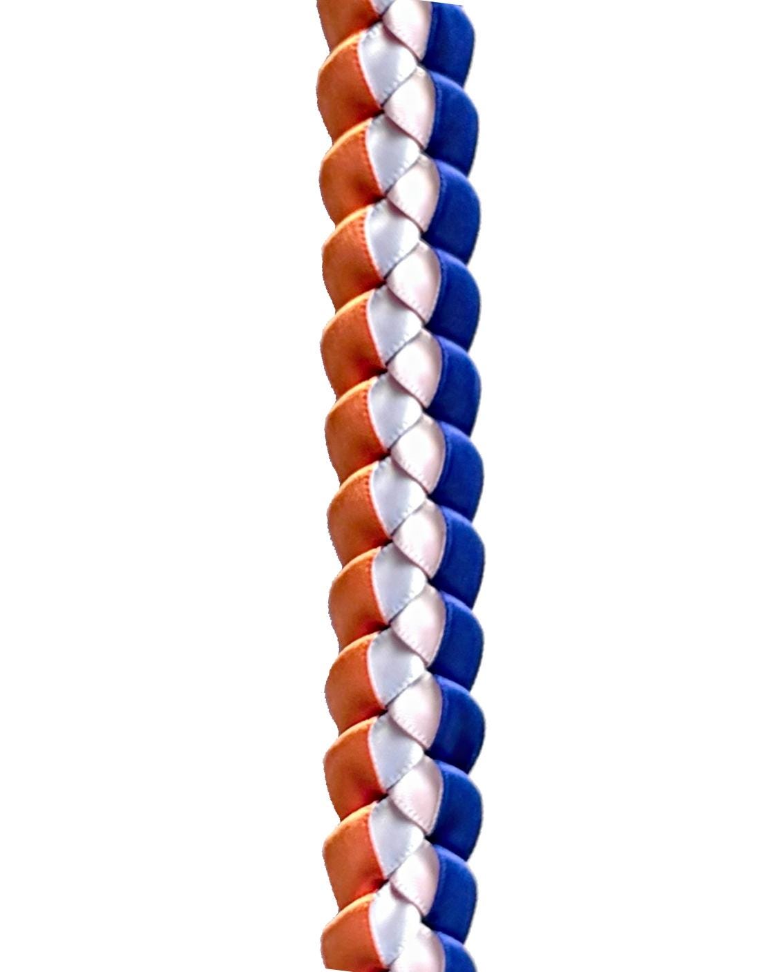 Royal Blue, Orange, and White 3/8" Ribbon Lei