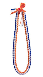 Royal Blue, Orange, and White 3/8" Ribbon Lei
