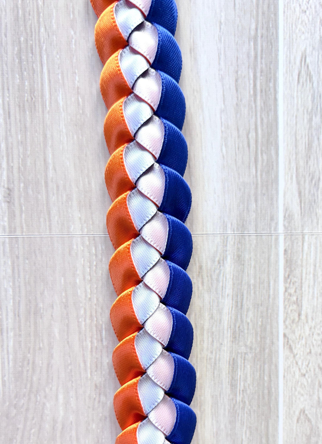 Royal Blue, Orange, and White 3/8" Ribbon Lei